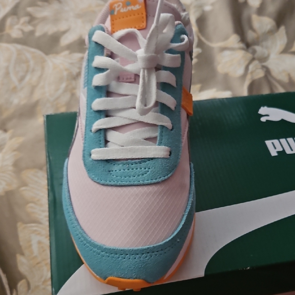 Puma Pink and Blue Retro-Inspired Sneakers